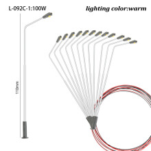 (11 cm ciepłe oświetlenie) Model w skali 1:100-500 Oświetlenie uliczne LED 3V Pojedyncza głowica układu