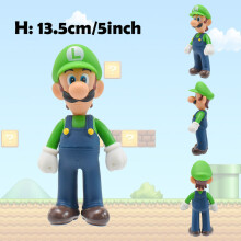 (Luigi-Bez pudełka) Super Mario Figurka akcji Bowser Księżniczka Peach Anime Gra All Star Kolekcja Model