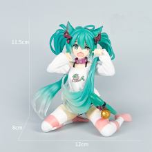 (01)Hatsune Miku Desktop Cute Action Figure Neko T-Shirt Ver. Ειδώλιο Anime Kawaii Girl Model