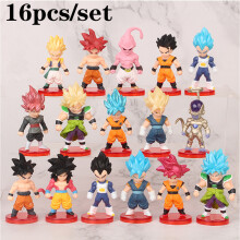 (16τμχ)Dragon Ball Action Figure SHF Super Saiyan Anime Figurine Movable and Modifiable Doll Model