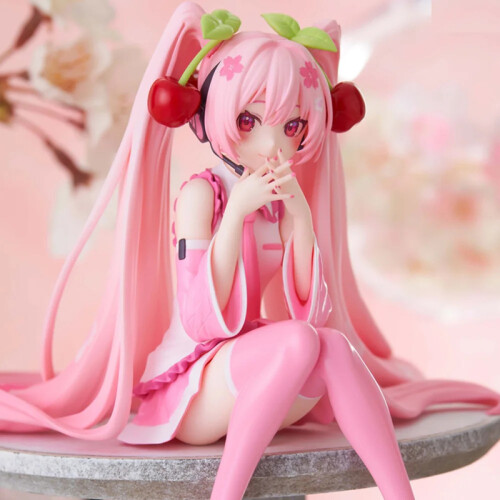 (1 τεμ.)Hatsune Miku Anime φιγούρα Ροζ φόρεμα Καθιστή στάση Παιχνίδια 2
