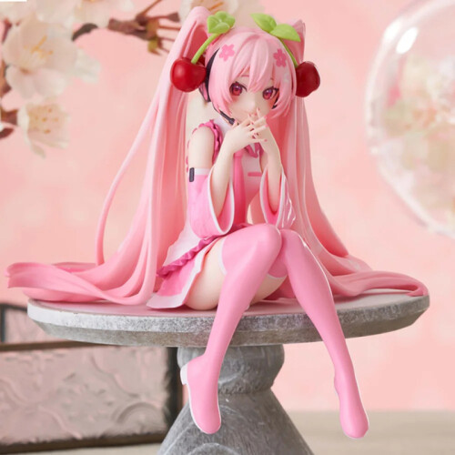 (1 τεμ.)Hatsune Miku Anime φιγούρα Ροζ φόρεμα Καθιστή στάση Παιχνίδια 1