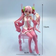 (1 szt. - różowe krzesło) Japońska figurka anime Hatsune Miku, seksowna postać, ozdoby, białe różowe