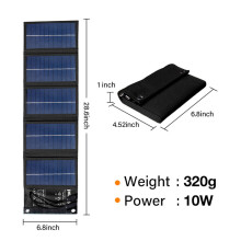 (Μαύρο)Ηλιακό πάνελ 5V 10W ισχυρά power bank Πτυσσόμενα Για κινητό