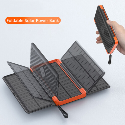 (20000mah-Μαύρο) Αναδιπλούμενο ηλιακό πάνελ Power Bank 20000mAh Qi Wireless 2