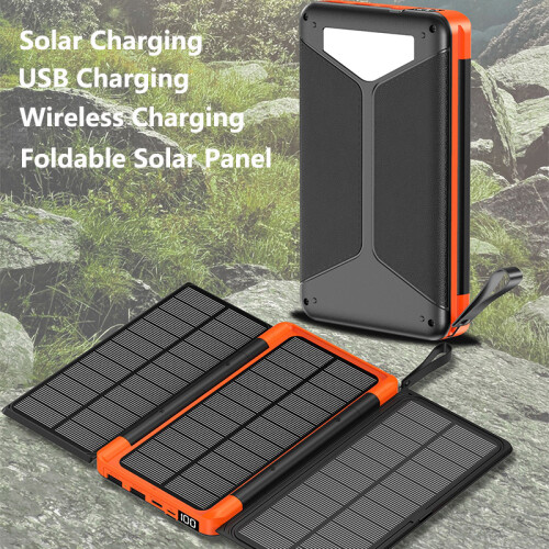 (20000mah-Μαύρο) Αναδιπλούμενο ηλιακό πάνελ Power Bank 20000mAh Qi Wireless 1