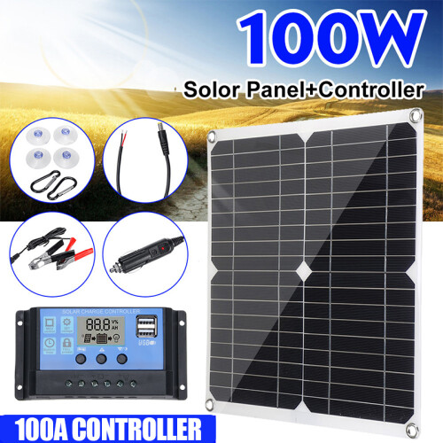 (με ελεγκτή 100A) Ηλιακό πάνελ 100W Διπλό σύστημα φωτοβολταϊκών 1