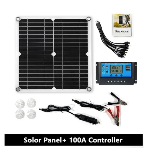 (με ελεγκτή 100A) Ηλιακό πάνελ 100W Διπλό σύστημα φωτοβολταϊκών