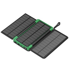 (10000mAh-grön)20000mAh hopfällbar solenergibank med 3 solpaneler Qi trådlös laddare Powerbank för