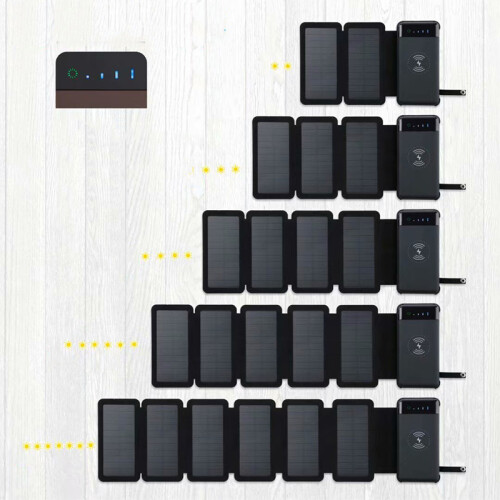 (4 τεμ. Ηλιακά πάνελ) 12000mAh Wireless Power Bank Αναδιπλούμενος ηλιακός 1