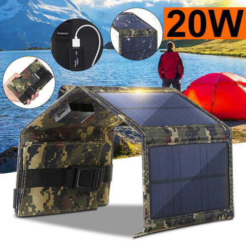 (Μαύρο) Κάμπινγκ Αδιάβροχο 20W 5V Πτυσσόμενα κελιά ηλιακού πάνελ