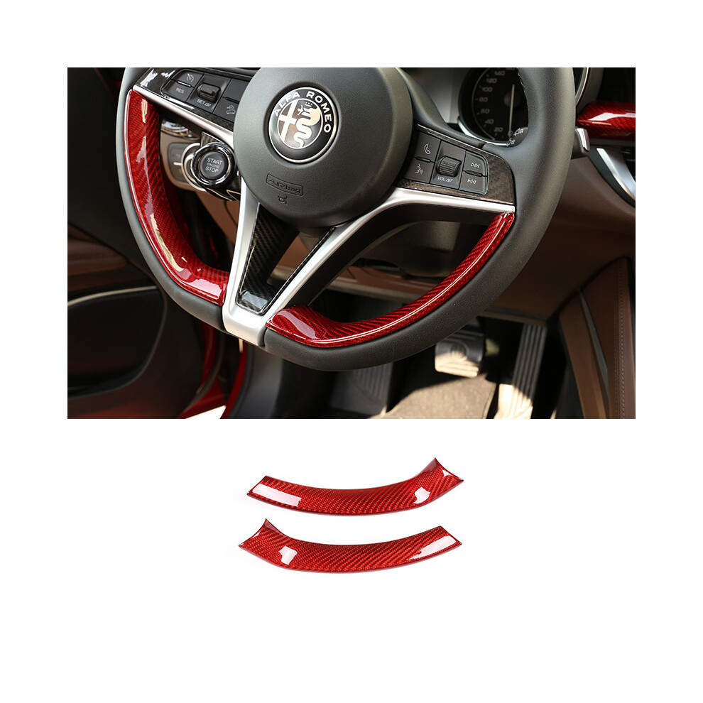 (Style 7) Cadre décoratif de volant de voiture en fibre de carbone véritable pour Alfa Romeo Stelvio