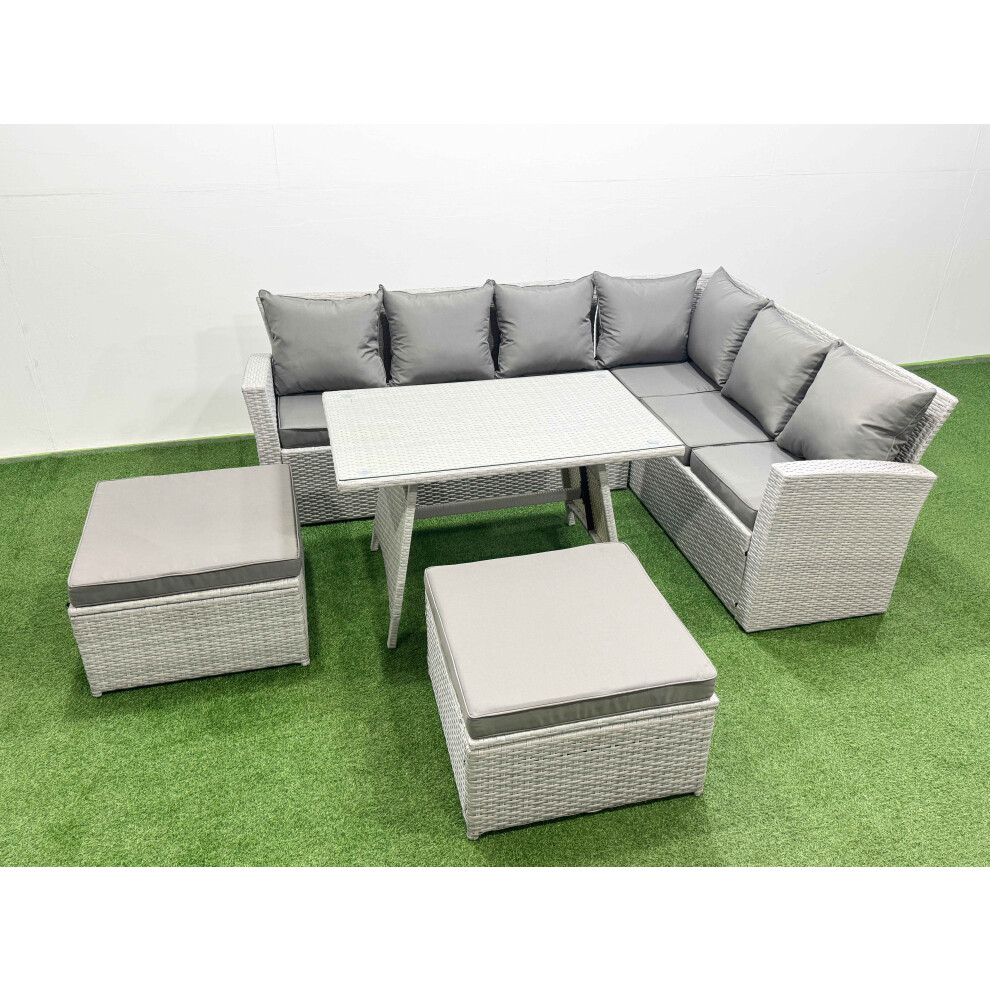 Fimous Unisex Light Grey Seater Garden Outdoor Rattan Furniture Set Dining Table Set In Size 8 - Image 2