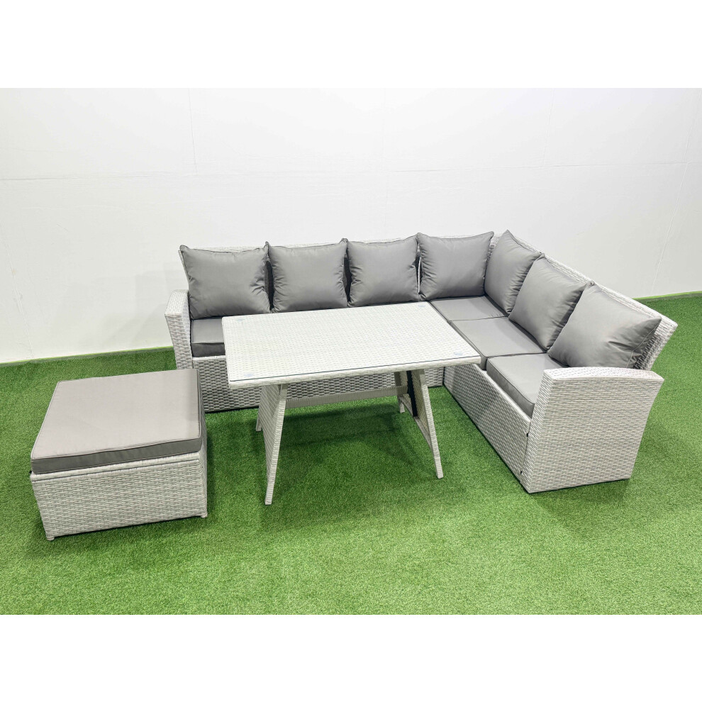 Fimous Unisex Light Grey Seater Garden Outdoor Rattan Furniture Set Dining Table Sets In Size 7 - Image 2