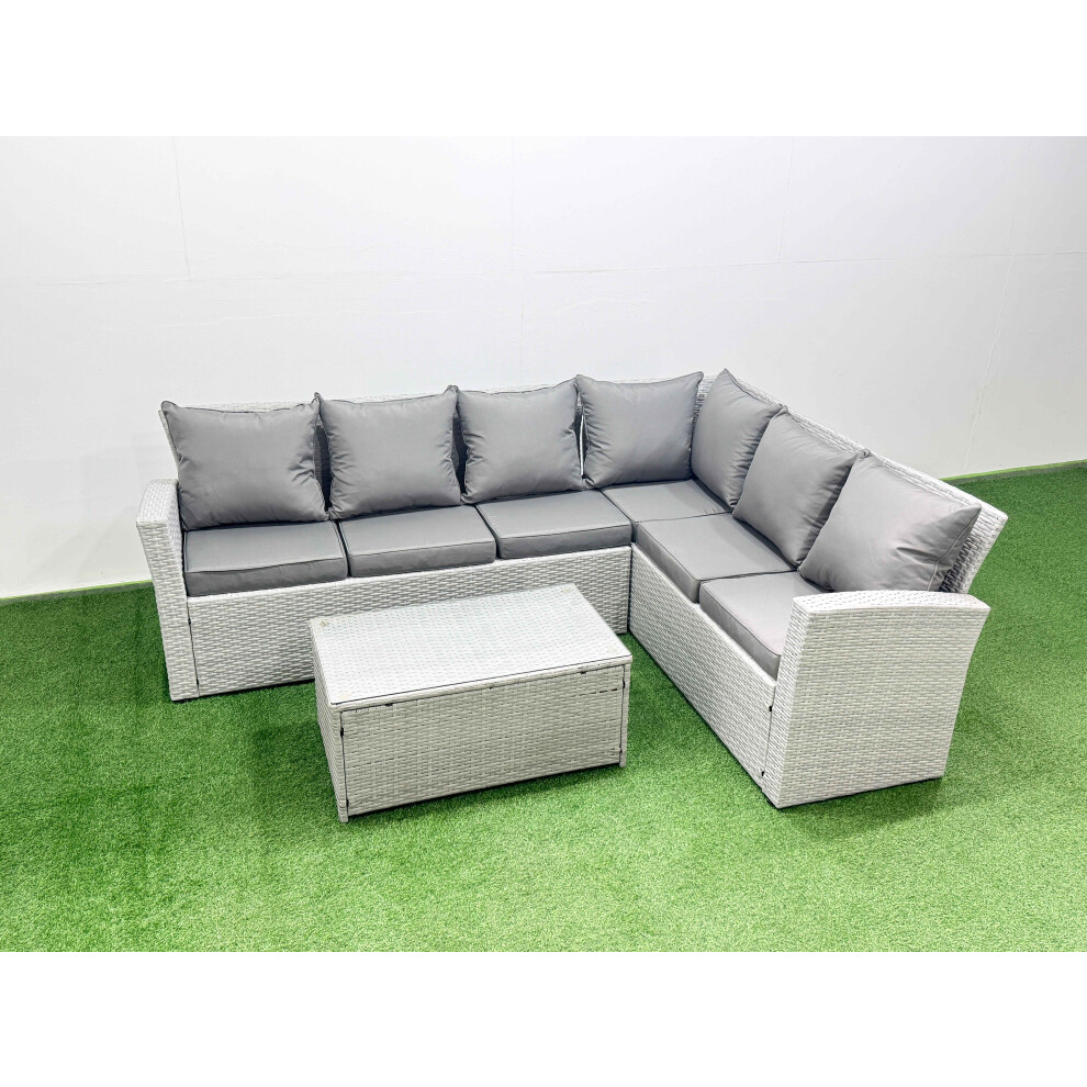 Fimous Garden Outdoor Pe Rattan Furniture Set 6 Seater Rattan Garden Sofa Set Light Grey Mixed