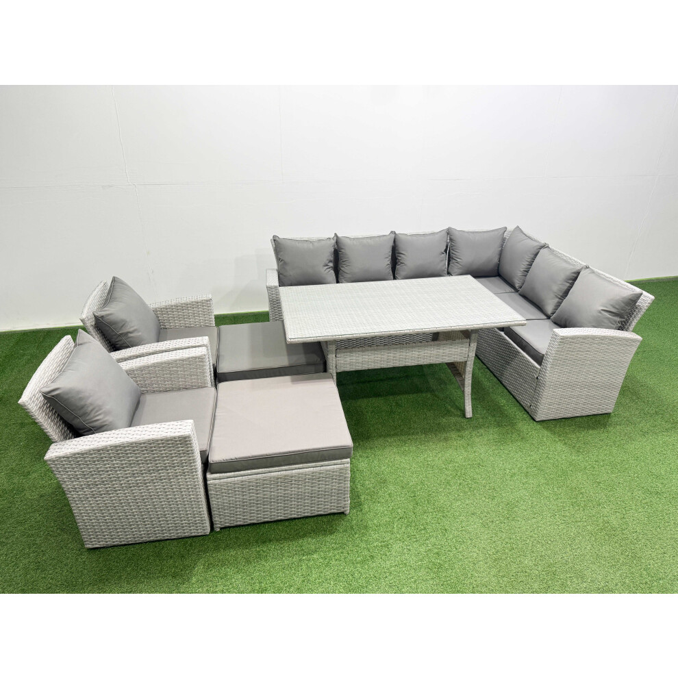 B&Q - Rattan Garden Furniture Set Outdoor 10 Seater Patio Dining Corner Sofa Sets With Dining Table Chair Big Footstools - Image 2