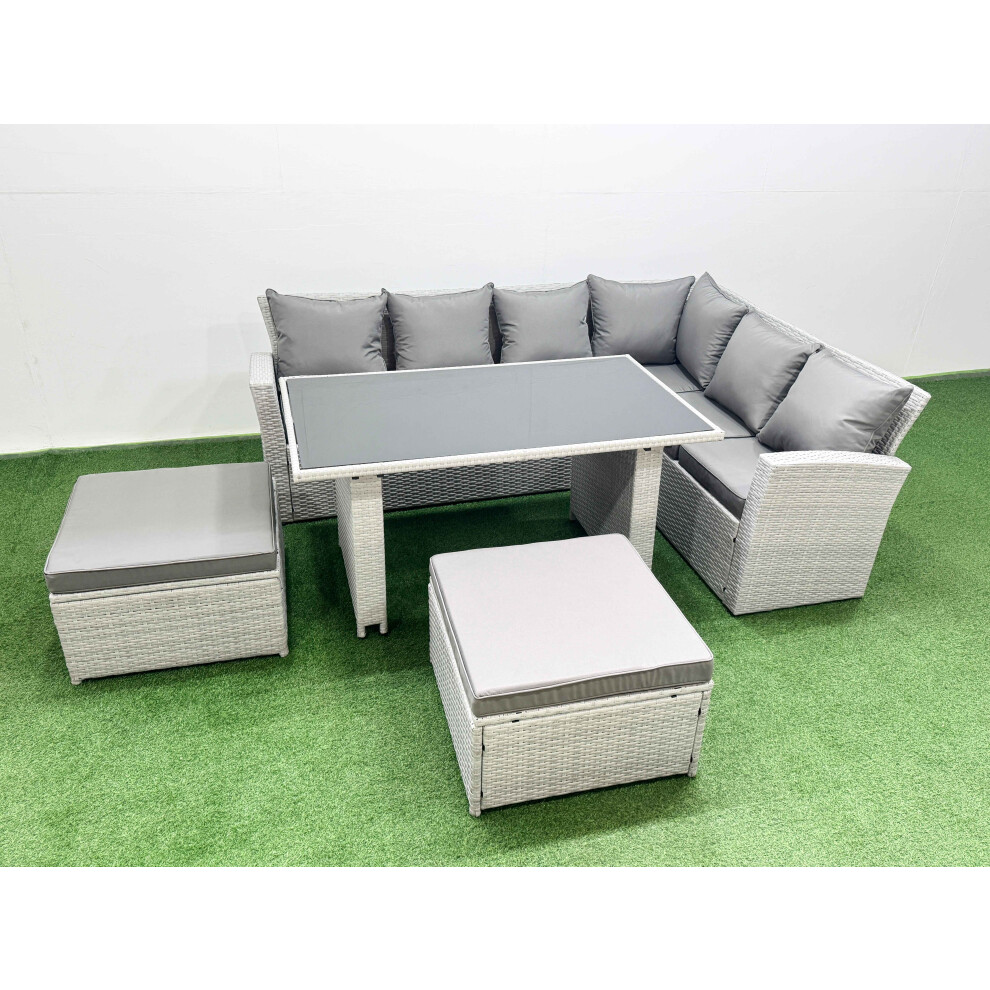 Fimous Unisex Light Grey Outdoor Garden Furniture Sets Seater Wicker Rattan Corner Sofa Set In Size 8 - Image 2
