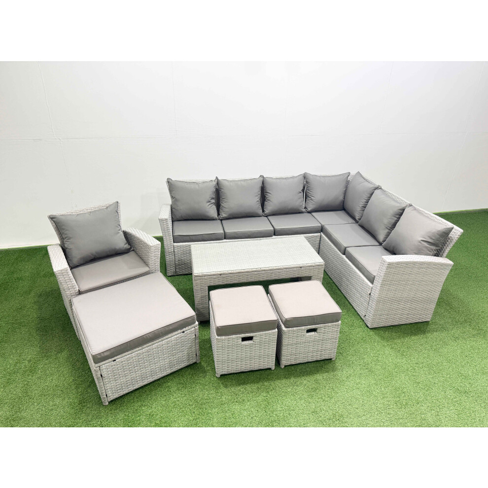 Fimous Unisex Light Grey Seater Garden Outdoor Rattan Furniture Set Rattan Corner Sofa In Size 11 - Image 2