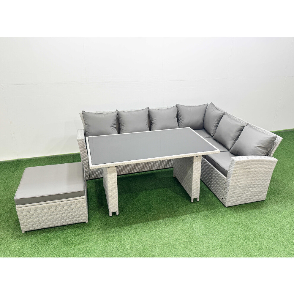 Fimous Unisex Light Grey Outdoor Garden Furniture Sets Seater Wicker Rattan Corner Sofa Set In Size 7 - Image 2