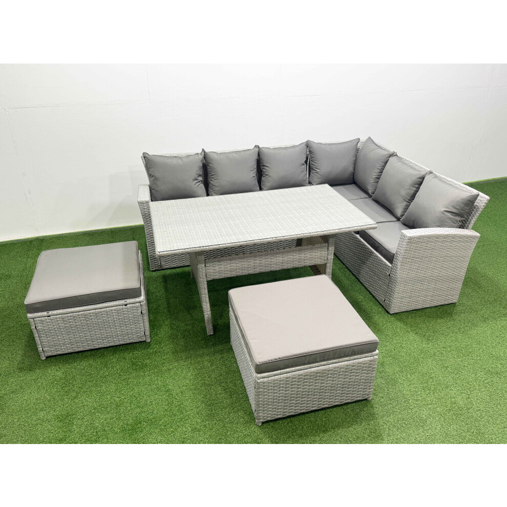 Fimous Unisex Light Grey Rattan Garden Furniture Set Outdoor Seater Patio Dining Corner Sofa In Size 8 - Image 2