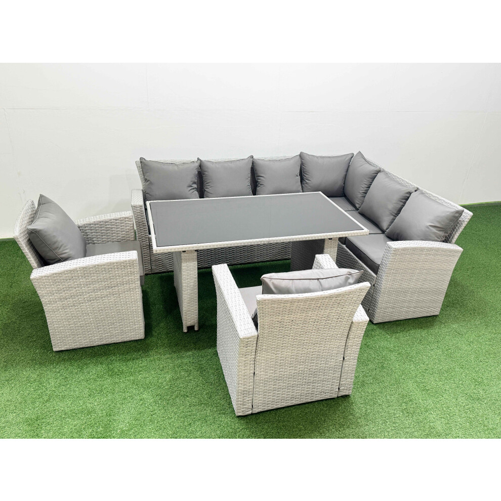 Fimous Unisex Light Grey Outdoor Garden Furniture Set Seater Wicker Rattan Size 8 - Image 2
