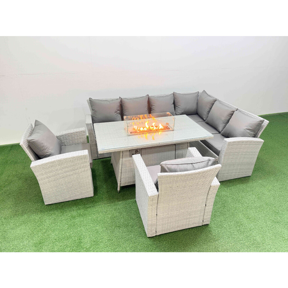 Fimous Unisex Light Grey Outdoor Furniture Garden Dining Set Gas Firepit Table With Chair In 5Kg - Image 2