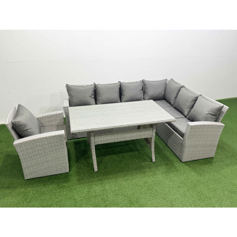 Fimous Light/Grey Rattan Garden Furniture Set Outdoor 7 Seater Patio Dining Corner Sofa Sets With Dining Table Chair Mixed - Image 2