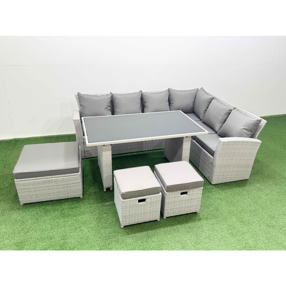 Fimous Unisex Light Grey Outdoor Garden Furniture Sets Seater Wicker Rattan Corner Sofa Set In Size 9 - Image 2