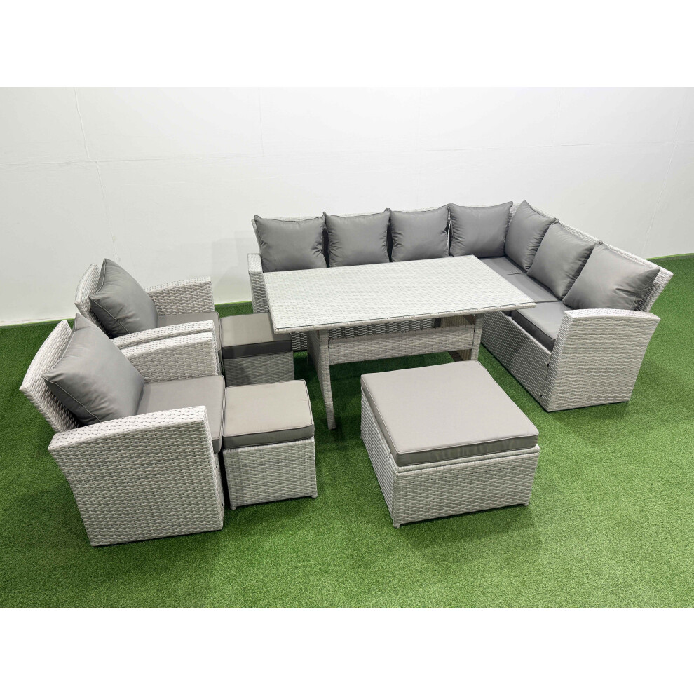 Fimous Unisex Light Grey Rattan Garden Furniture Set Outdoor Seater Dining Corner Sofa Sets In Size 11 - Image 2