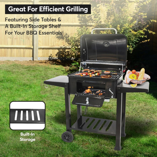 Vivo Barbecue Grill Large Portable Charcoal BBQ Smoker Side Table Adjustable Wheels 1