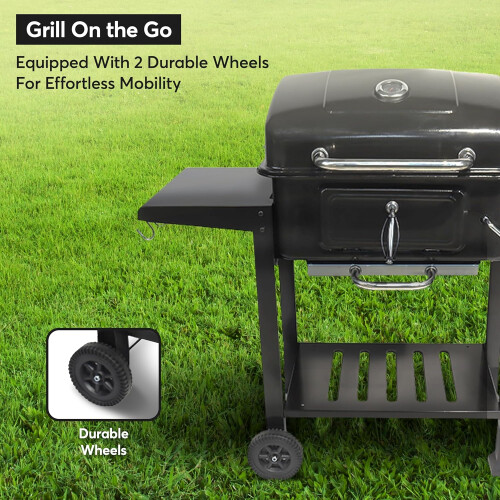 Vivo Barbecue Grill Large Portable Charcoal BBQ Smoker Side Table Adjustable Wheels 2