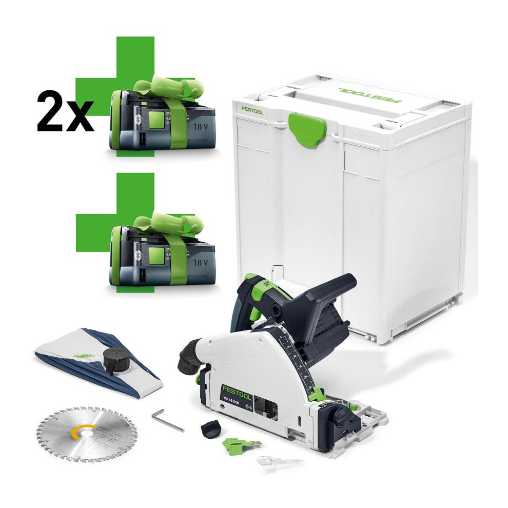 Festool TSC 55 KEB-Basic 36V Twin 18v Cordless Circular Plunge Saw 160mm +2x5ah