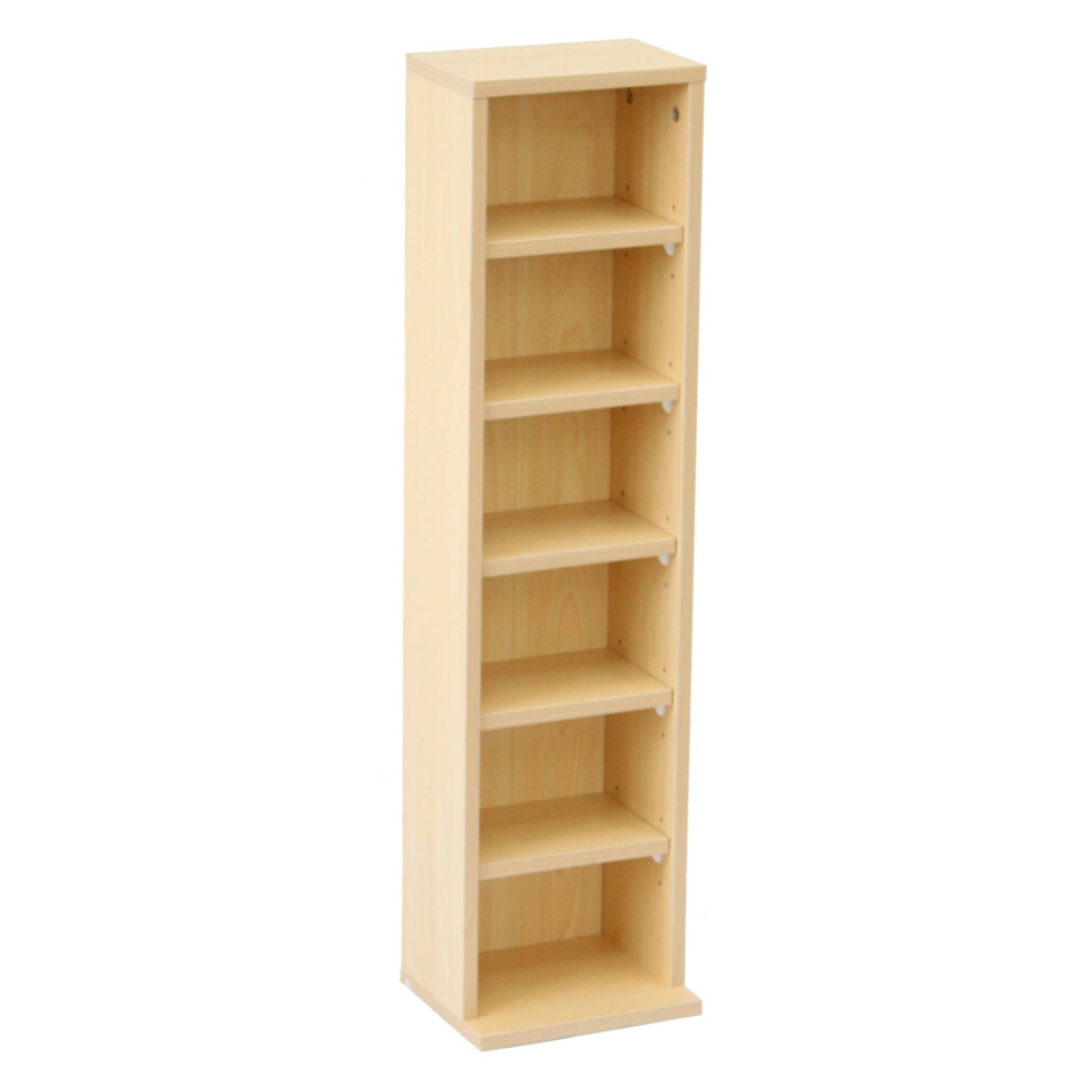 Oypla 6 Tier Beech Wooden CD DVD Game Book Shelf Storage Tower Rack - Fits 102 CDs