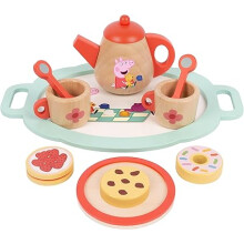 Peppa Pig Wooden Tea Set for Toddlers Age 3+, 383C Kids Tea Set for Pretend Play, Party Set for Children, Durable Wooden Kitchen Toys
