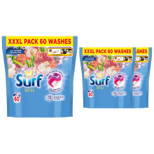 Surf XXXL 3 in 1 Laundry Washing Detergent Capsules Deep Sea, 180 W