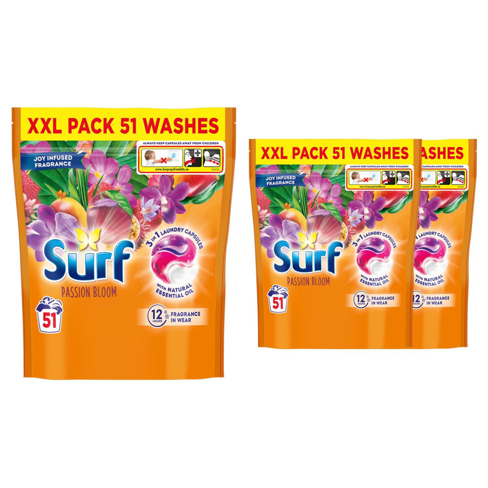 Surf 3 In 1 Laundry Washing Detergent Capsules Passion Bloom, 153 W