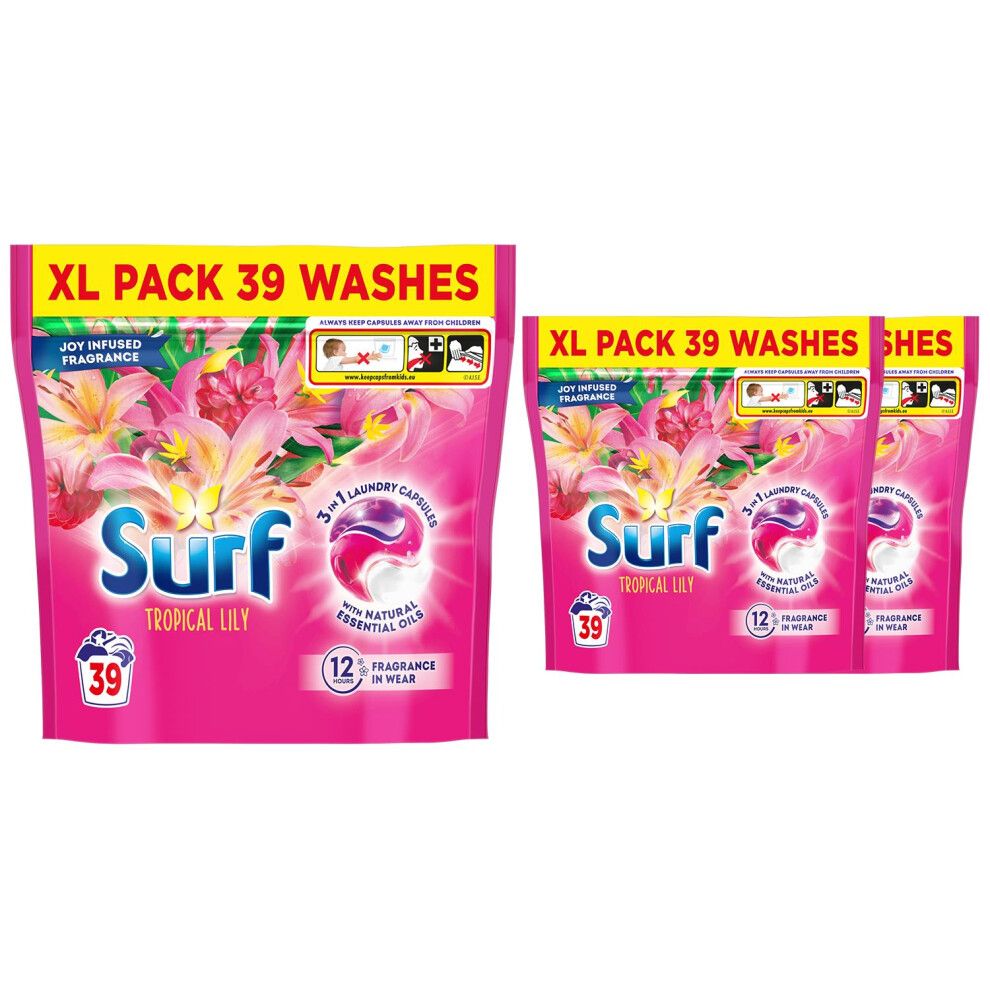 Surf 3 In 1 Laundry Washing Detergent Capsules Tropical Lily, 117