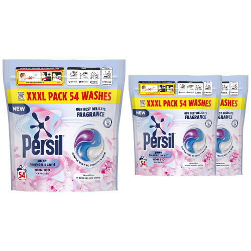 Persil XXL Non Bio Washing Capsules Pure Heaven Scent 54 Washes, 3 Pk