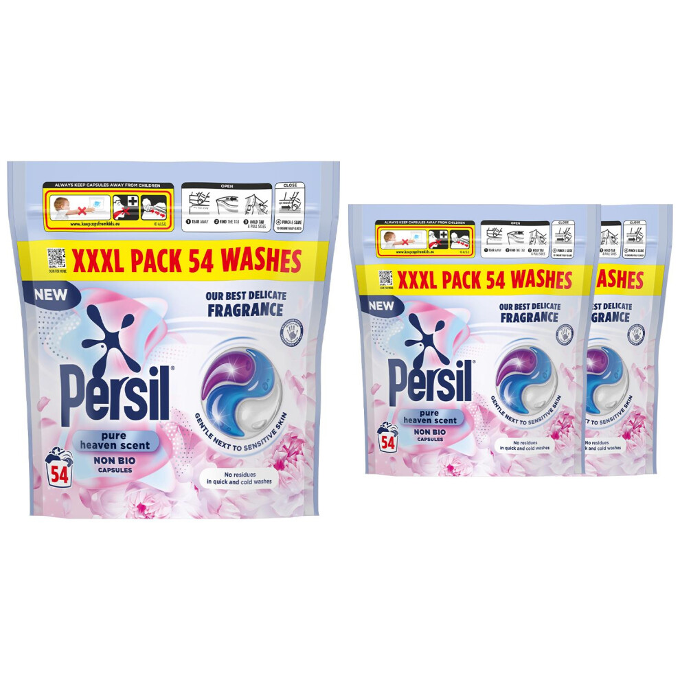 Persil XXL Non Bio Washing Capsules Pure Heaven Scent 54 Washes, 3 Pk