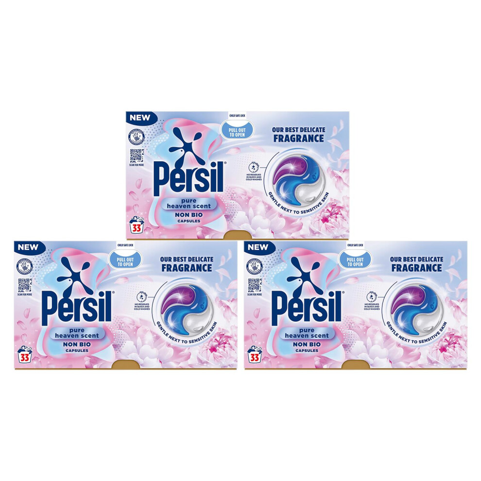 Persil Non Bio Washing Capsules Pure Heaven Scent 33 Washes, 3 Pk