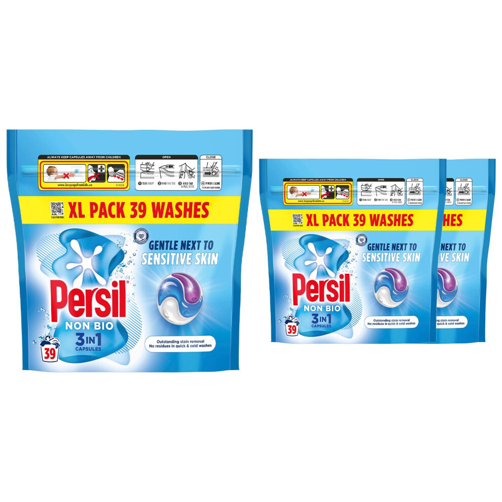 Persil XL 3 in 1 Non Bio Washing Capsules 39W, 3Pk
