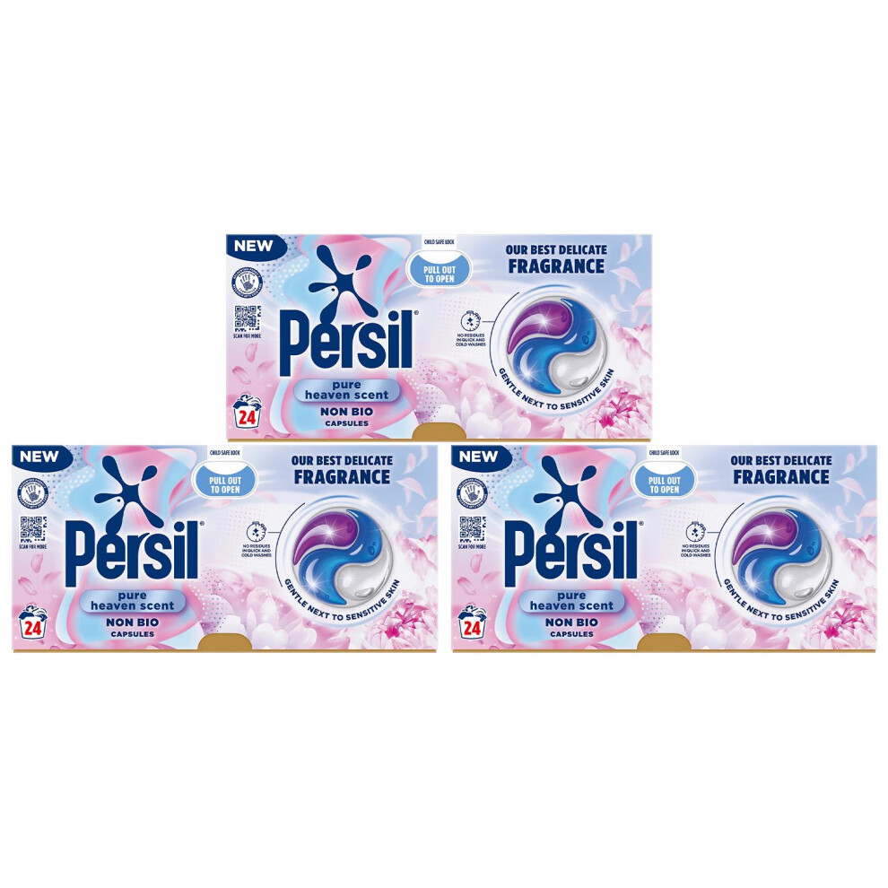 Persil Non Bio Washing Capsules Pure Heaven Scent 24 Washes, 3 Pk