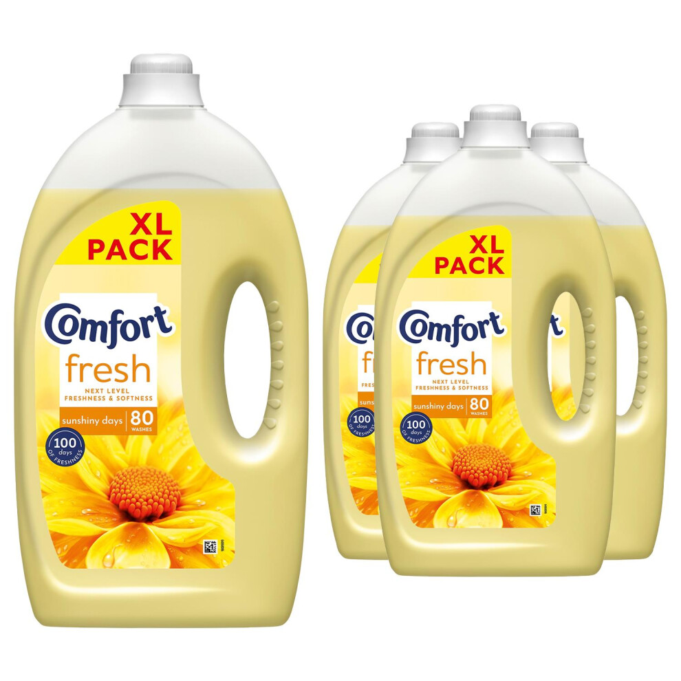 Comfort Fresh Sunshiny Days Liquid Fabric Conditioner, 80W 2.4L, 4 Pk