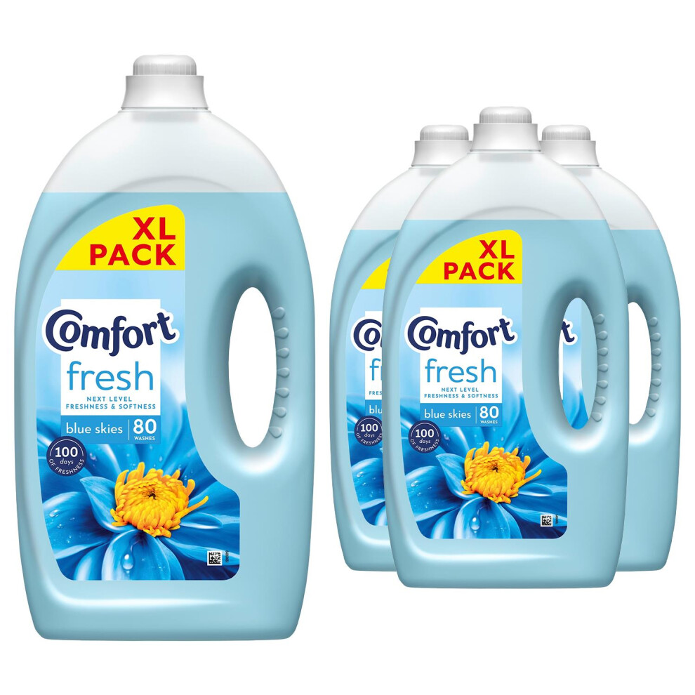 Comfort Fresh Blue Skies Liquid Fabric Conditioner, 80 W 2.4L, 4 Pack