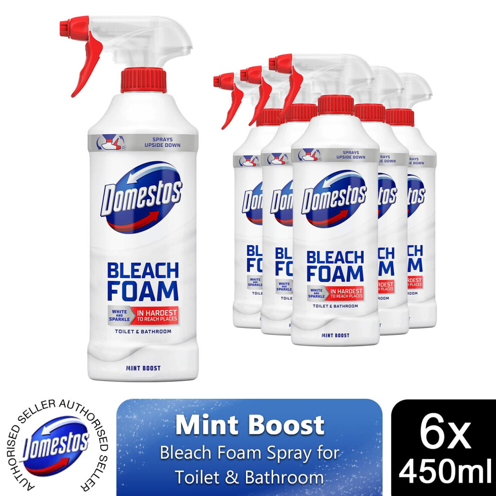 Domestos Mint Boost Bleach Foam Spray 450ml, 6 Pack