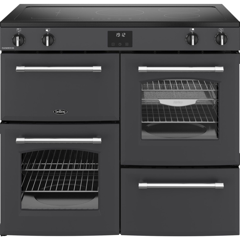 Belling Farmhouse 100Ei 100Cm Electric Range Cooker With Induction Hob - A/A Rated Anthracite