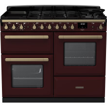 Rangemaster Estel Deluxe 110cm Dual Fuel Range Cooker - Bordeaux / Antique Brass - A/A Rated