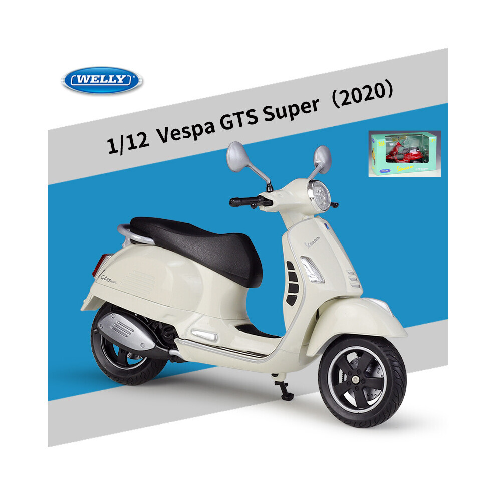 (Boîte de vente au détail blanche) 1:12 Vespa GTS Super 2020 Alliage Loisirs Moto Modèle Simulation