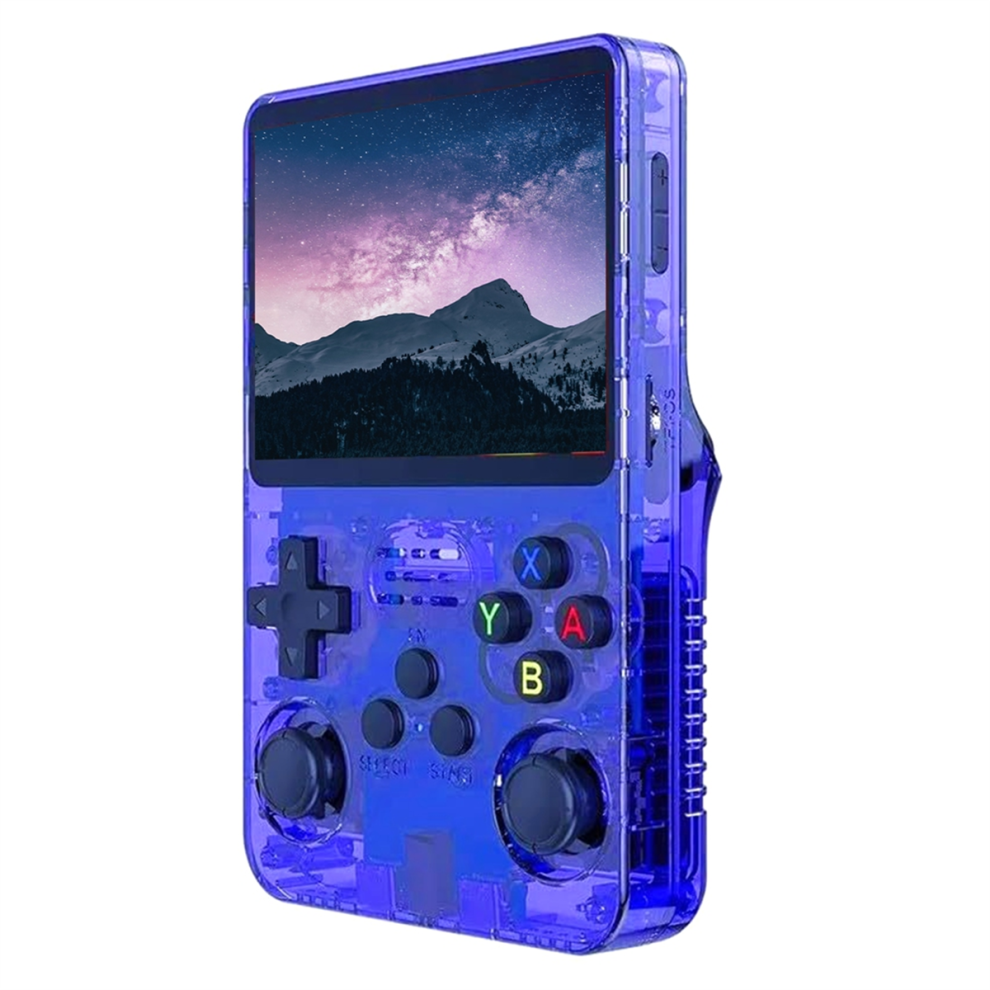 Open Source R36s Handheld Video Game Console 3.5In Ips Screen 128G Blue 4853307579344