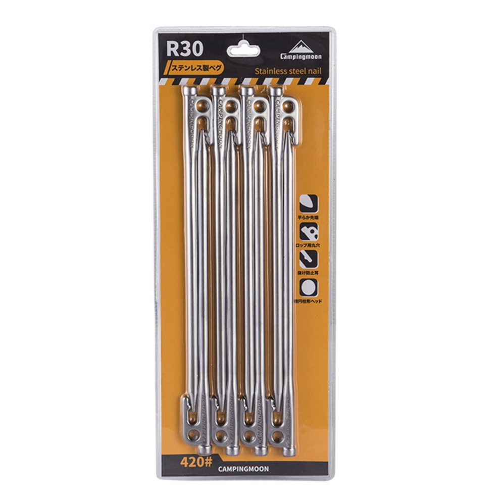 Campingmoon Heavy Duty Steel Tent Stakes Pegs with Hook R30-8-image-OPC-PGQVNW2-NEW